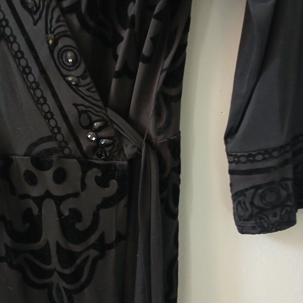 Hale Bob Women's Wrap Dress Black Jewel V-Neck Stretch Long Sleeve Size XS - Picture 13 of 13